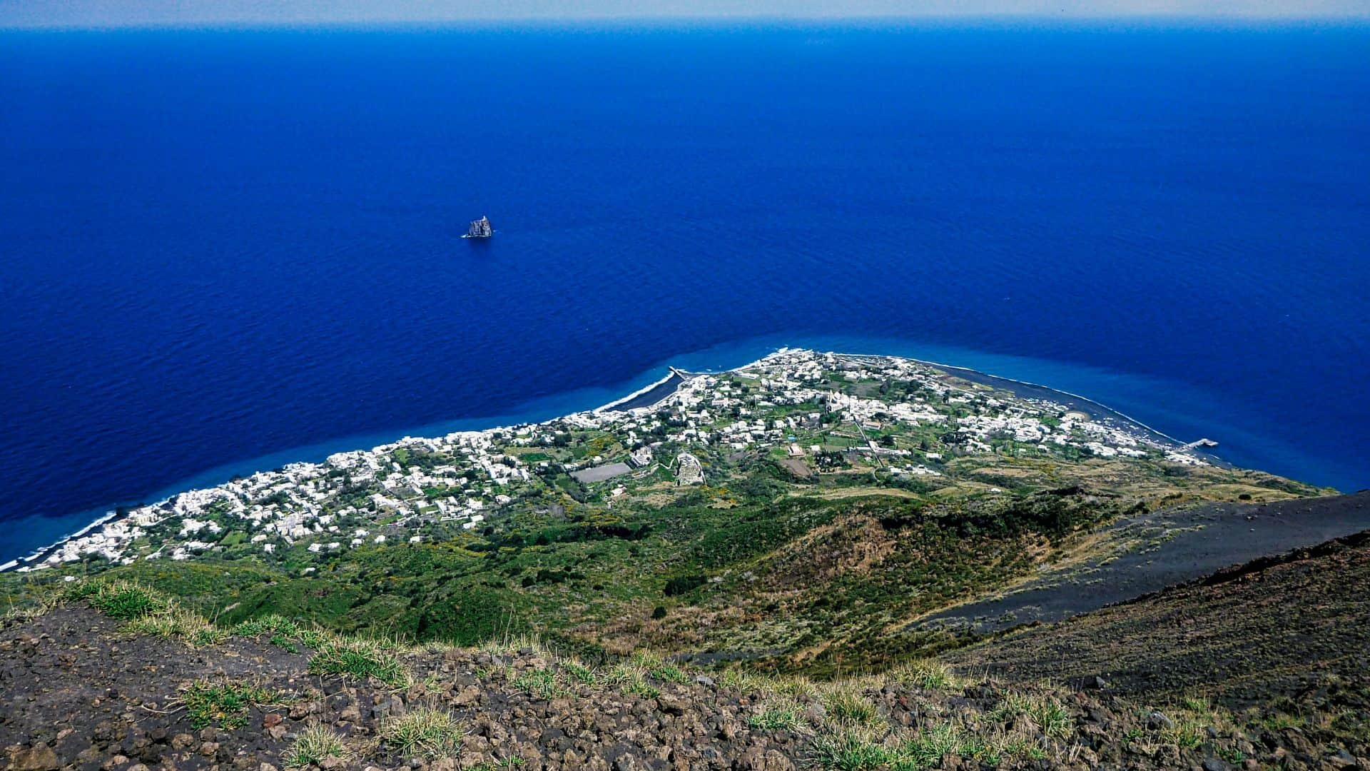 Aerial View of a Beach of the Aeolian Islands