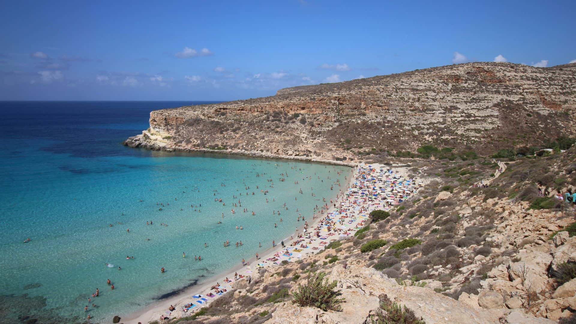 Aerial View of a Beach in Lampedusa