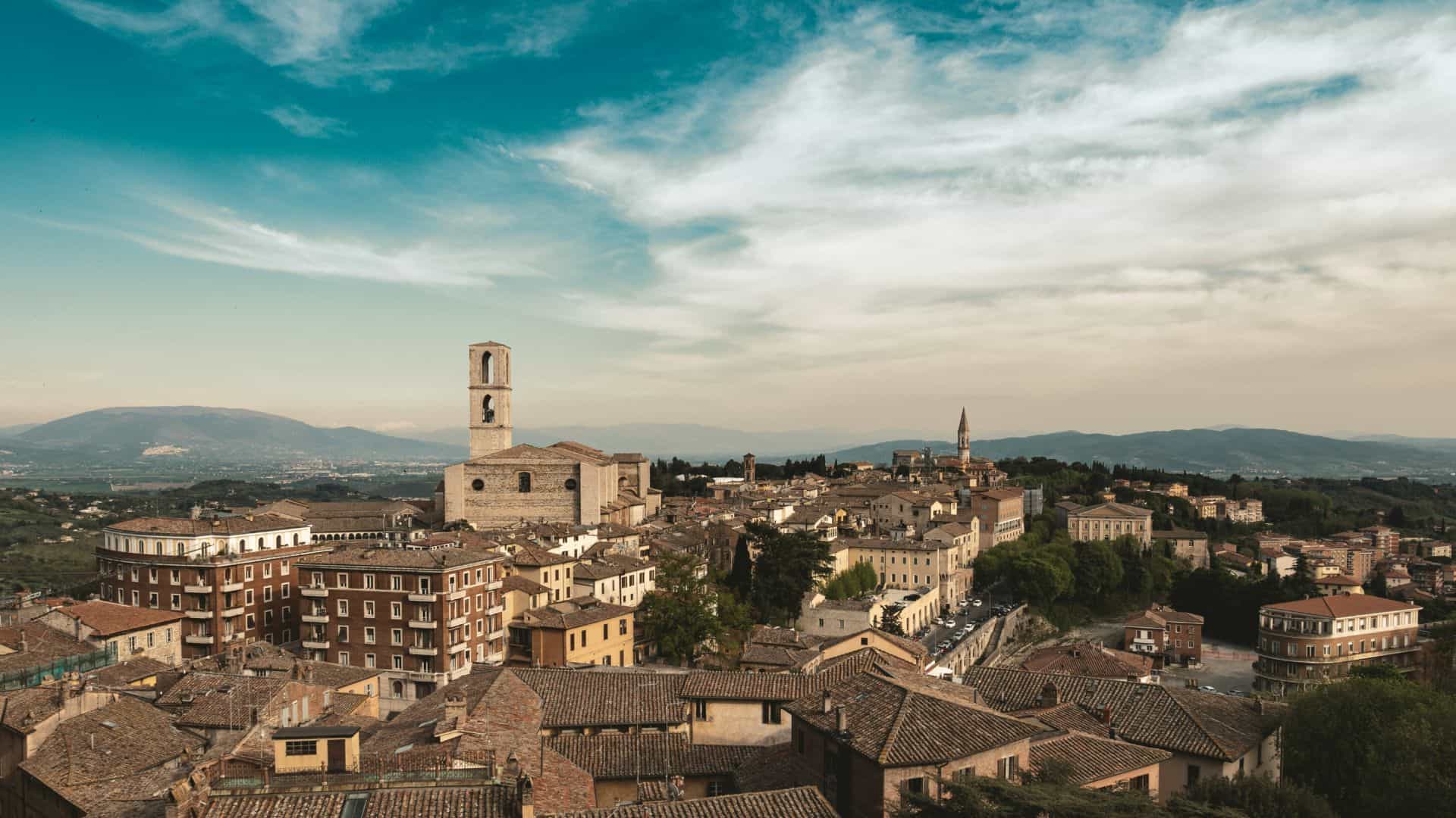 View from above of the city of Perugia