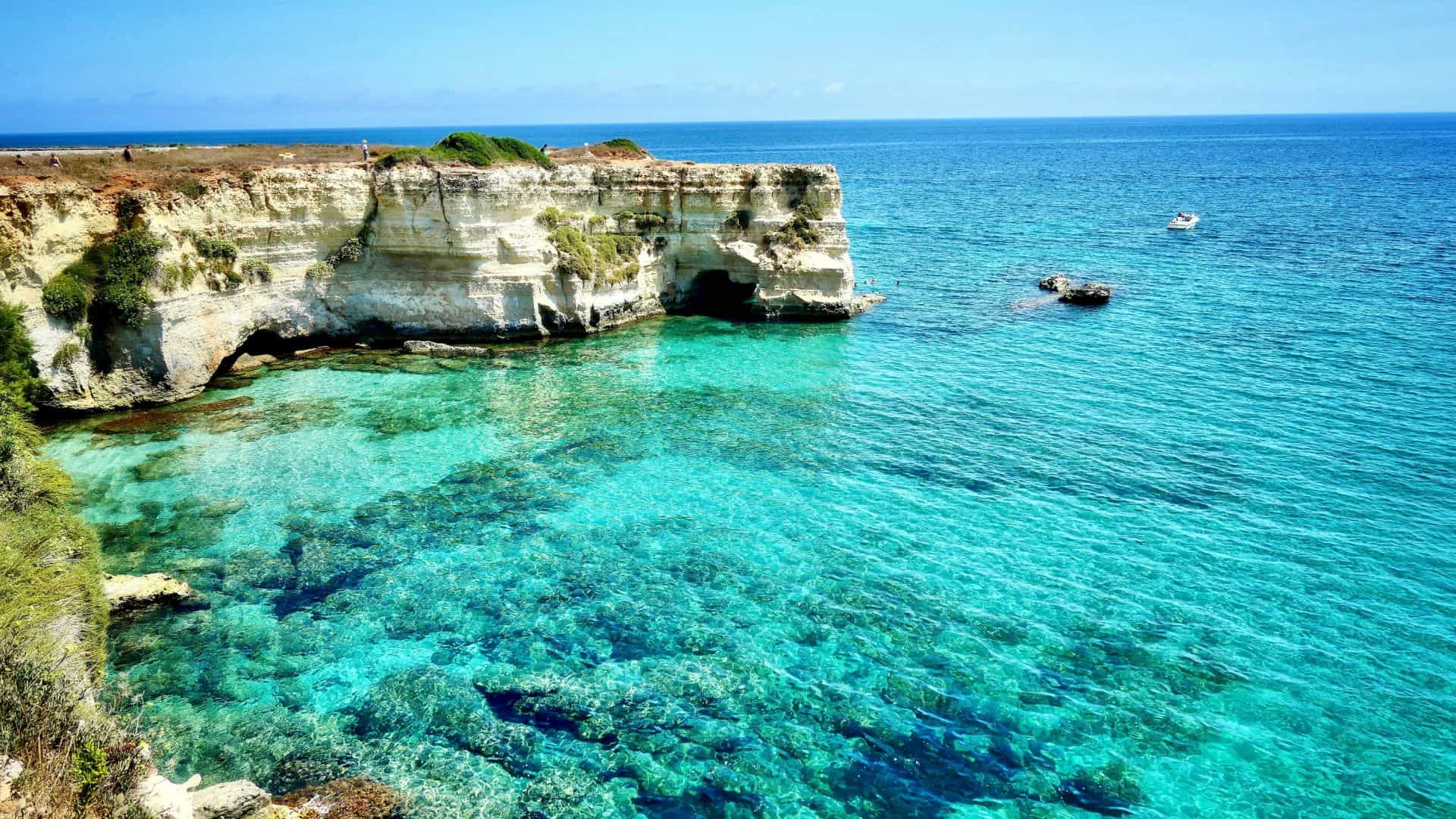 View of a rocky beach in Salento